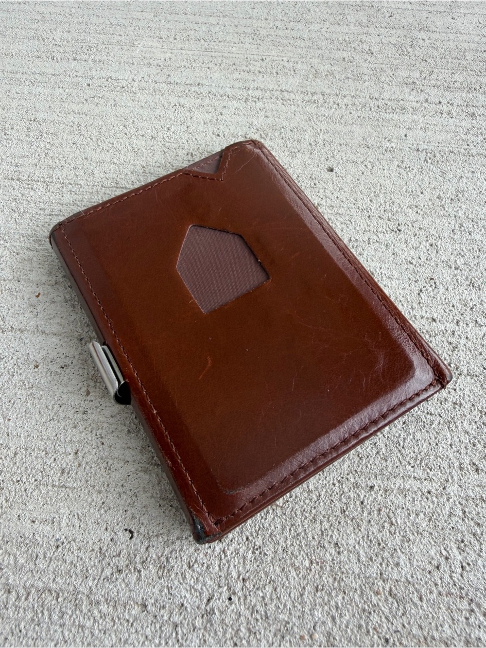 Exentri Brown Leather Wallet with Stainless  Money Clip RFID Minimalist Wallet